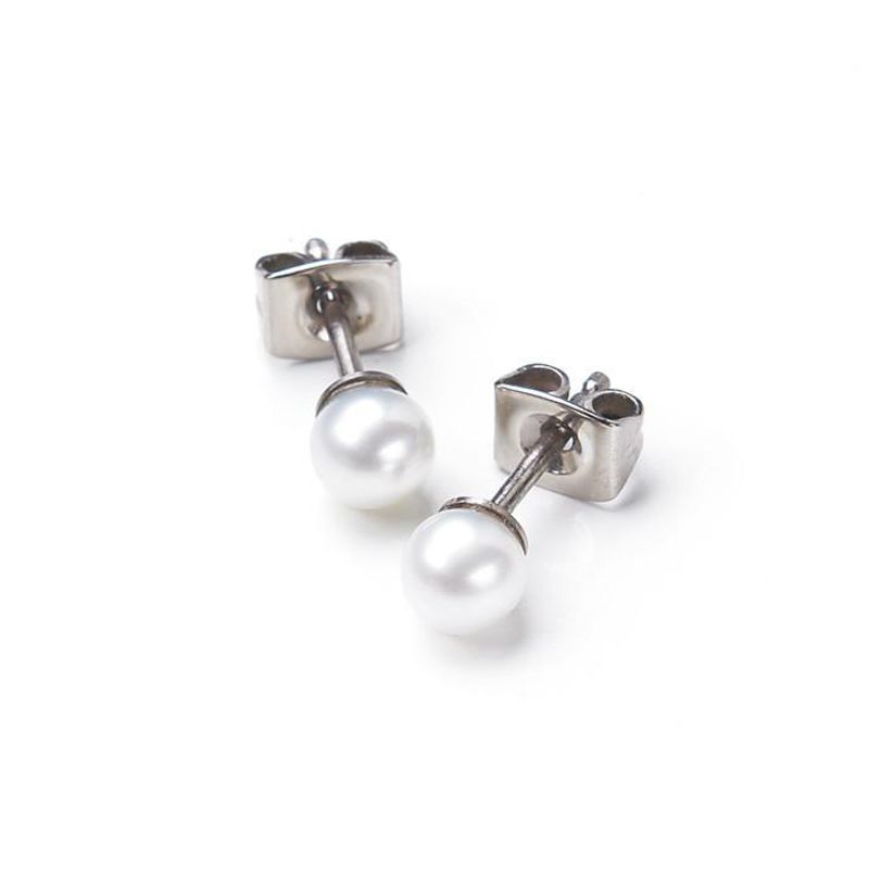 Boccia Titanium Pearl Stud Earrings - Click Image to Close